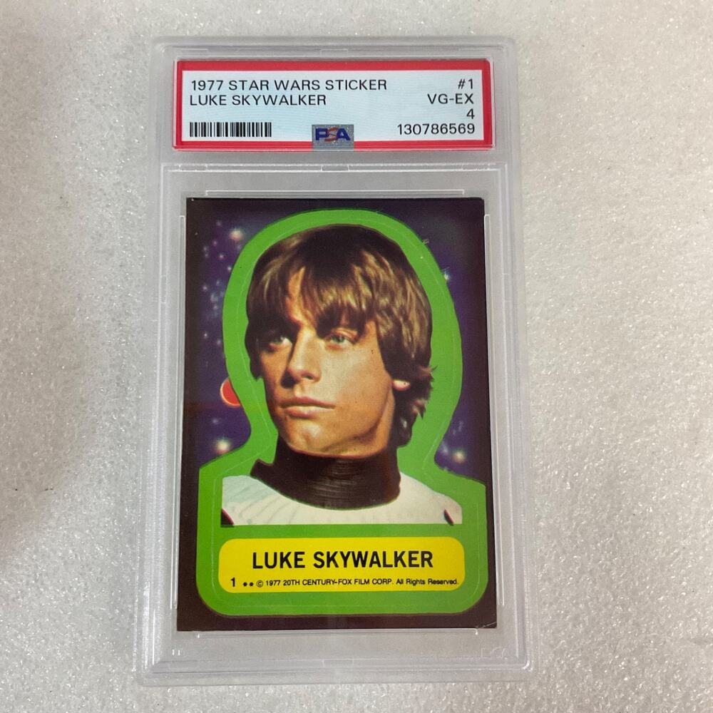 Star Wars 1977 Luke Skywalker Sticker Card #1 PSA 4 CERT#130786569
